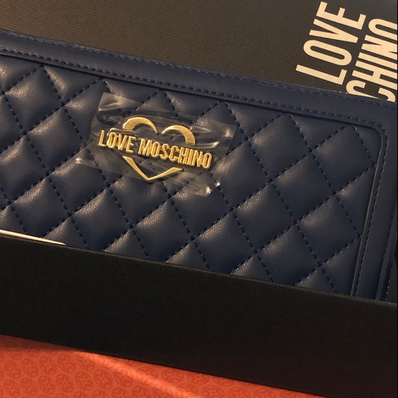 Love Moschino Handbags - Love Moschino Quilted Blue Wallet